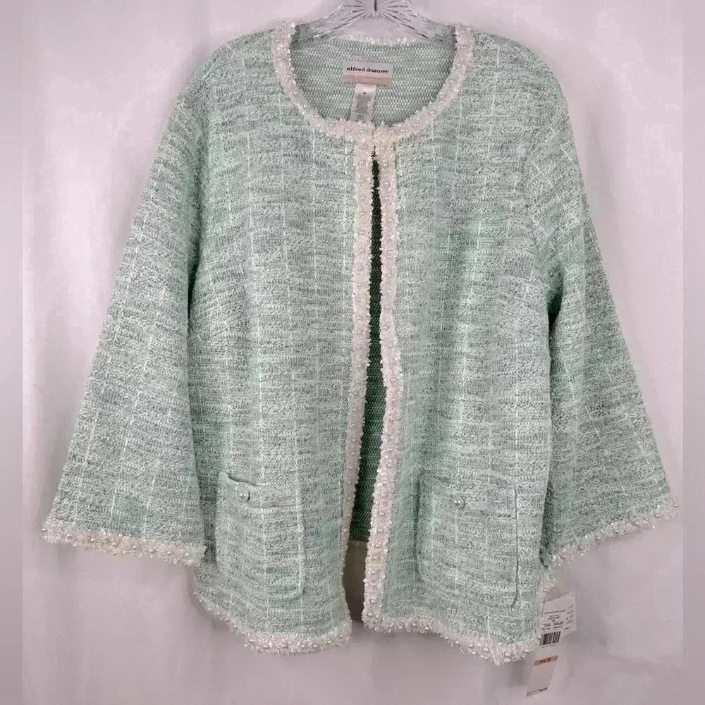 NWT Alfred Dunner Women’s Plus Size Lady Like Knit Boucle Cotton Jacket Size XL - Picture 5 of 14